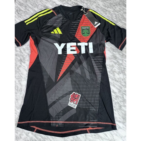 Adidas Austin FC 2024 Soccer Goalkeeper Jersey Black/Orange Large Slim IN0423 - Picture 1 of 10